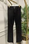 25077 Kot İspanyol Paça Taşlı Pantolon Siyah