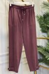 25080 Paçası Çıtçıt Manşetli Pantolon Bordo