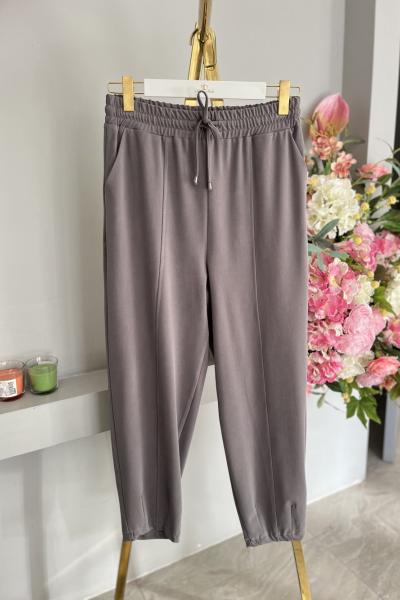 25083 Paçası Dikişli Pantolon Gri