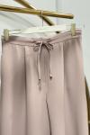 25092 Paçası Lastik Geçmeli Pantolon Bej