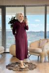 2546 Kombinli Tencel Şanel Pardesü Bordo