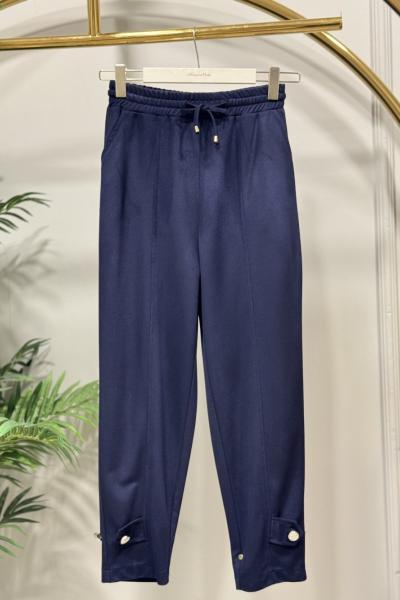 25553 Paçası İki Düğmeli Pantolon Lacivert