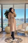 2569 Yakası Lastikli Süet Pardesü Bej