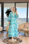 25EL570 Kasımpatı Çiçekli Elbise Turkuaz