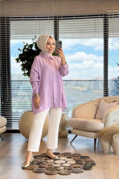 25Y3001 Classic Gömlek Lila
