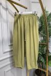 26084 Beli Bağcıklı Şalvar Pantolon Yağ Yeşili