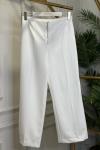 26086 Ön Fermuarlı Bol Paça Pantolon Ekru