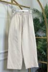 26087 Keten Bol Paça Pantolon Bej