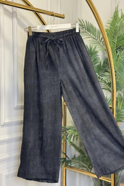 26090 Batik Gofre Bol Paça Pantolon Siyah