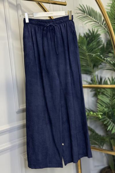 26090 Batik Gofre Bol Paça Pantolon Lacivert