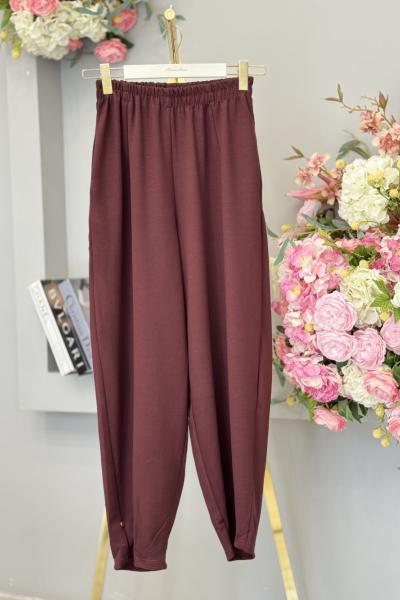 26105 Penye Havuç Pantolon Bordo