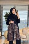 26119 Esra Leopar Takım Siyah Kahve