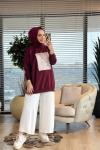 2683 Baskı Ve Nakış Detaylı SweatShirt Bordo