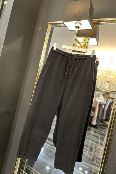 2759 Beli Bağcıklı Kot Pantolon Siyah