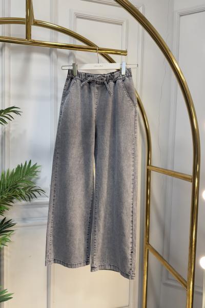 2773 Bel Bağcıklı Kot Pantolon Antrasit