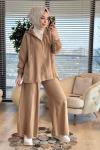 2872 Bol Paça Fermuarlı Takım Camel