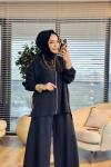 2872 Bol Paça Fermuarlı Takım Siyah