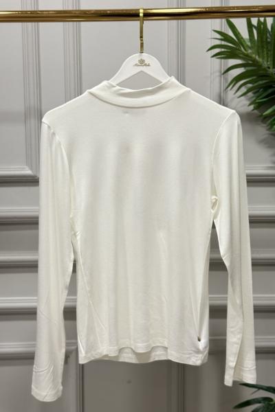 3078 Yüksek Yaka Uzun Kol Bluz Ekru