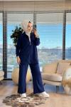 3080 File Detaylı Fermuarlı Takım Lacivert