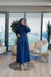312480 Pat Fermuarlı Kot Elbise Lacivert