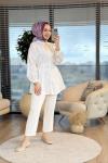 313-3 Tencel Roba Dikişli Gömlek Ekru