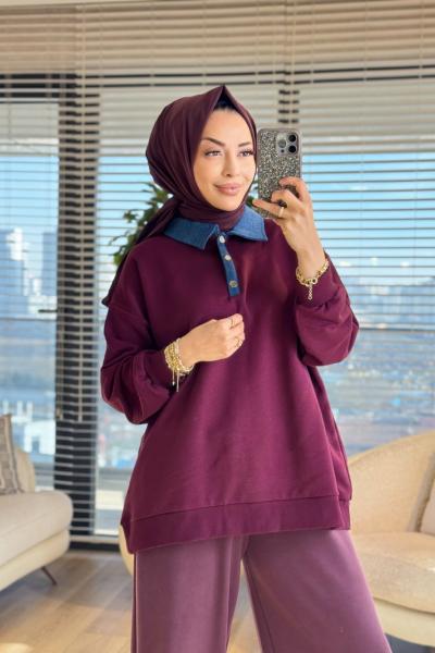 3133 Kot Garnili Sweatshirt Bordo