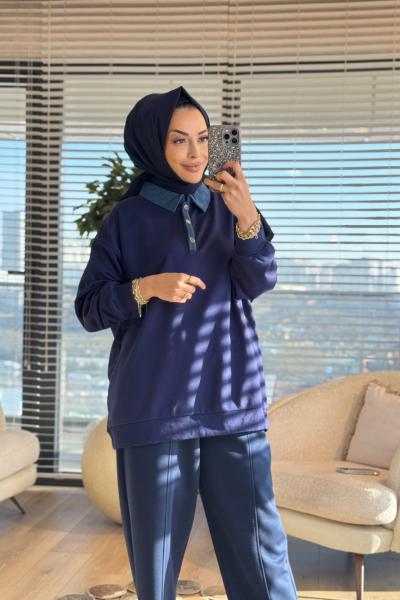 3133 Kot Garnili Sweatshirt Lacivert