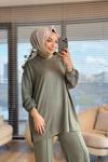 3149 Önü Baskı Detaylı Rahat Takım Haki