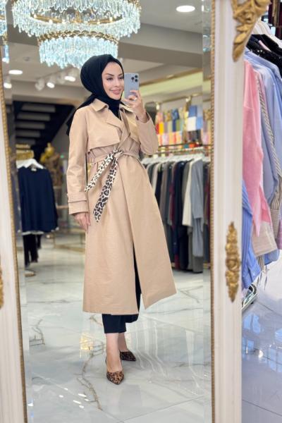 32113 Omuzu Apolet Ve Düğmeli Trenç Camel