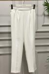 3229 Beli Lastikli Pantolon Ekru