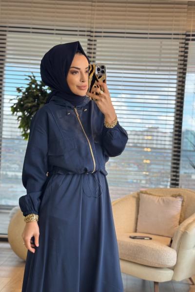 3236 Cep Detaylı Etekli Takım Lacivert