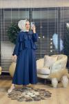 35294 Volan Detaylı Bluz Takım Lacivert