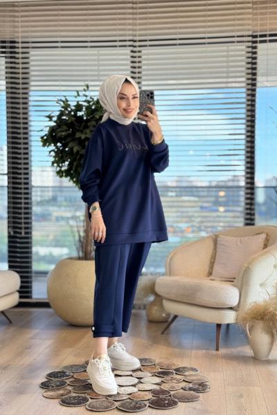 35797 Taş Ve Yüksek Baskılı Takım Lacivert