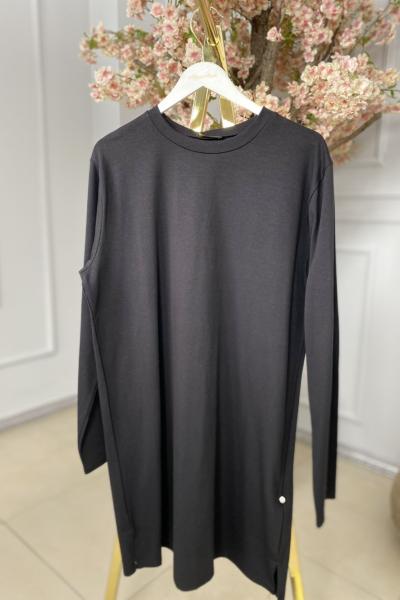 3601 Uzun Kol Penye Bluz Siyah