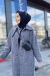 36638 Melanjlı Kaşe Bukle Kaban Antrasit