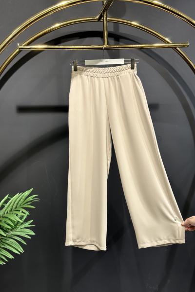 3692 Krep Bol Paça Pantolon Bej
