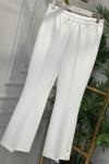 3926 İspanyol Paça Beli Lastikli Pantolon Ekru