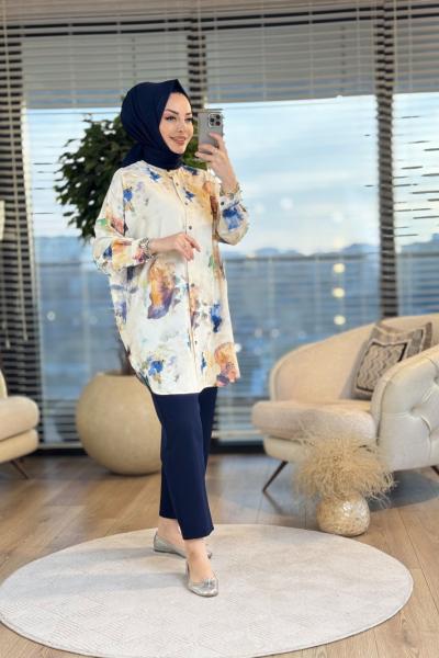 4016-8 Ege Batik Desenli Tunik Standart