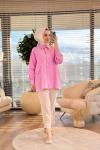 4126 Melisa Çizgili Gömlek Pembe