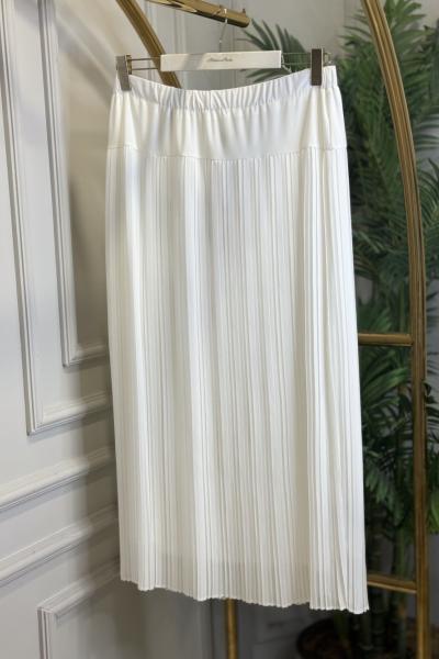 415 Piliseli Şifon Etek Ekru