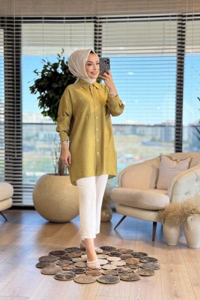 4159 Cemre Gömlek Yağ Yeşili