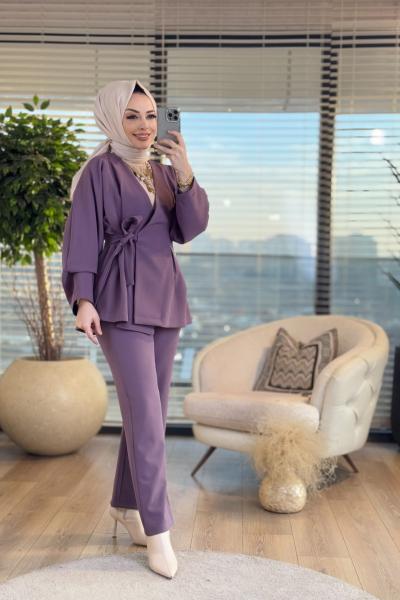4324 Yandan Bağlamalı Takım Mor