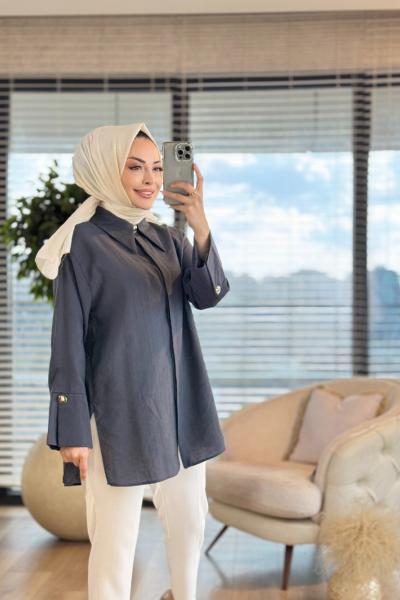 4375 Kalın Manşetli Gömlek Antrasit