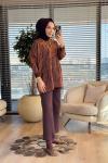 44219 Simli Triko Tunik Kahve