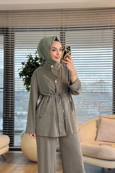 4447 Oysho Fermuar Üstü Kapaklı Takım Haki