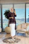 457 Alt Şifonlu Fiyonklu Tunik Kahve
