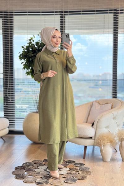 494 Patı Çıtçıt Aksesuarlı Takım Haki