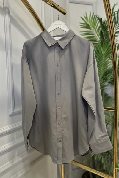 51301AL Ön Ve Arka Düğmeli Tunik Gömlek Gri