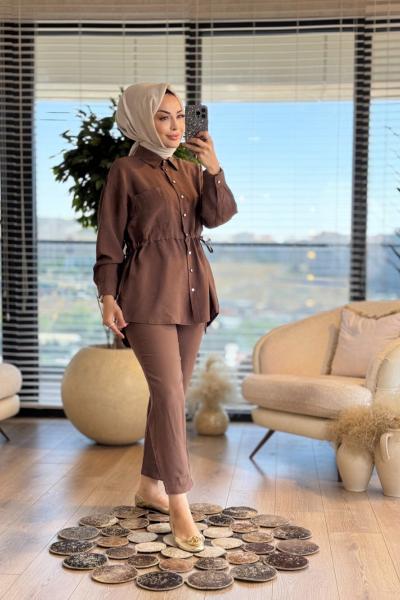 5136 Beli Parça Ve Bagcıklı Takım Kahve