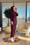 52839 Üst Taş Baskı Şalvar Pantolonlu Takım Vişne